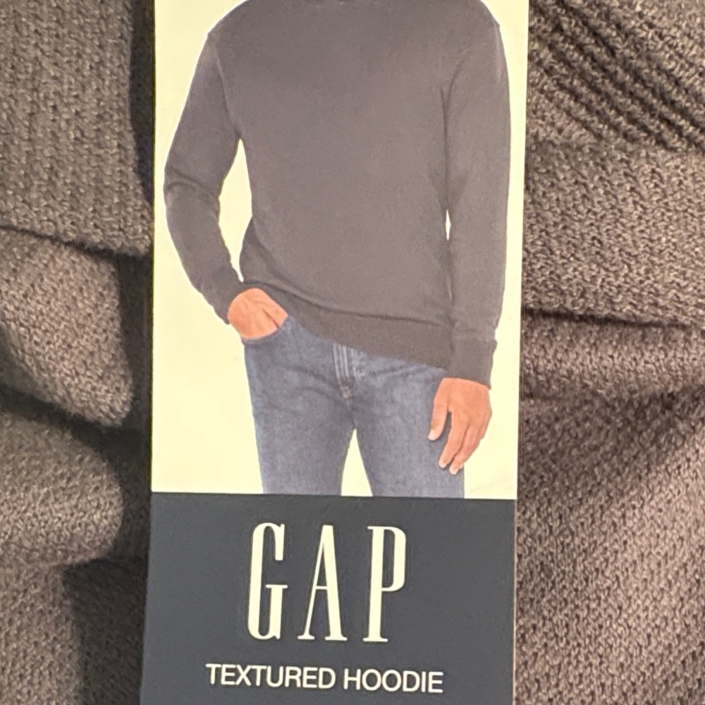 GAP Men's Charcoal Textured Hoodie - Picture 4 of 10